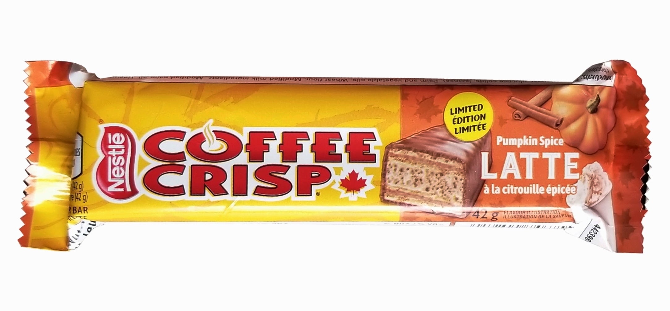 Nestle Coffee Crisp Pumpkin Spice Latte Chocolate Bar, 42g/1.5 oz. Bar